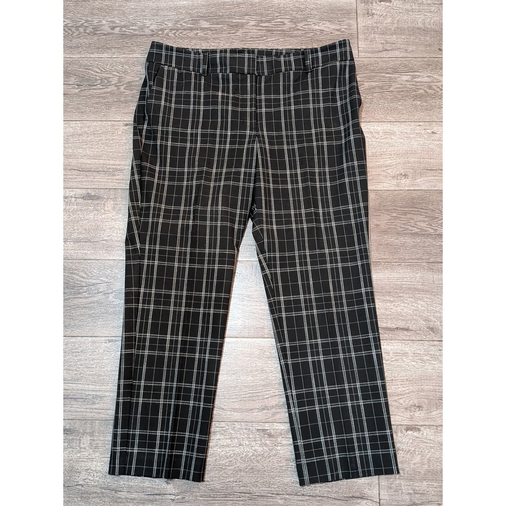 Ann Taylor Factory Black White Plaid Ankle Pants Womens 14 Checkered Trousers